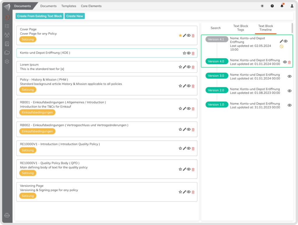 Text blocks are reusable pieces of pre-formatted text that can be easily inserted into your documents.